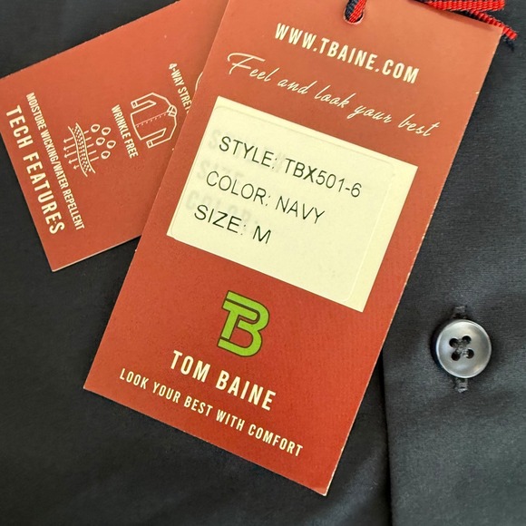 Tom Baine NWT Mens Slim Fit Holiday Performance Shirt Size M Flip Cuff Christmas - Picture 4 of 11